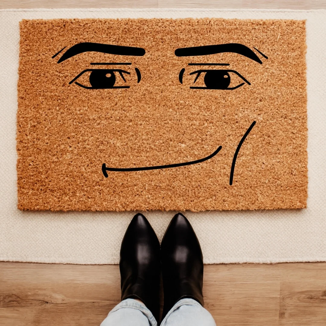 Funny Face Coir Door Mat Creative Human Face Pattern Indoor Outdoor Front Entryway Welcome Doormat Home Decor Rug