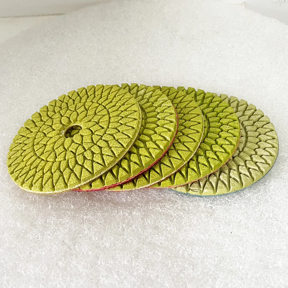 5Pcs 5-Steps Diamond Polishing Pad Flexible Wet Use Premium Diamond Polishing Tool For Grinding Marble Granite Concrete Floor