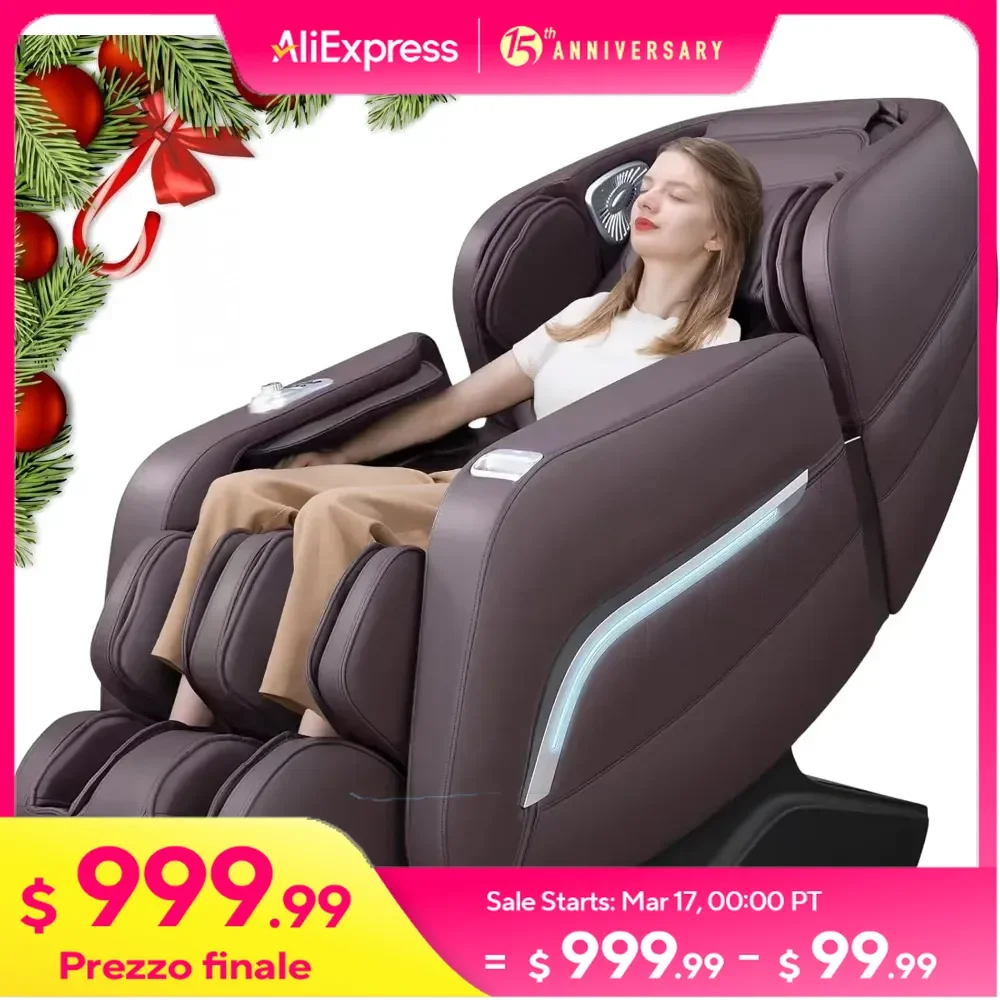 Massage Chair, AI Voice Control, SL Track, Bluetooth, Yoga Stretching, Foot Rollers, Airbags, Cushion Availability, Heating