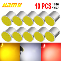 10 PCS P21W 1157 BAY15D 1156 BA15S LED Bulbs Turn Signal Lights COB 12V 7000K Bright White Car Parking Reverse Back Brake Lamps