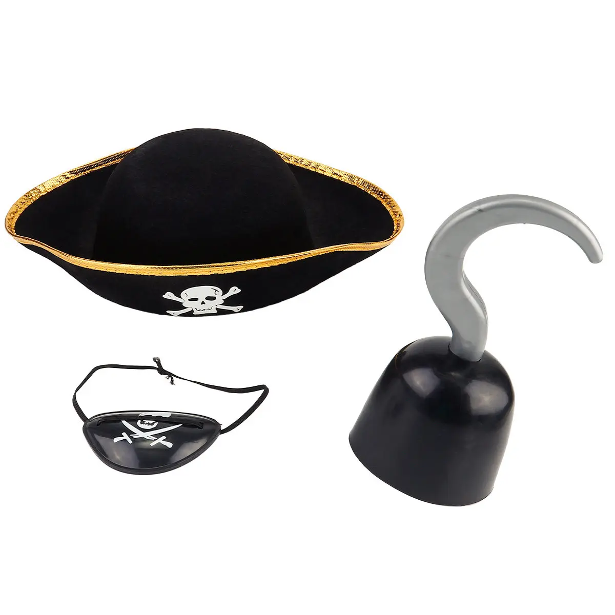 3Pcs Pirate Suit Set Halloween Costume Accessory with Cool Classical Design for Party Cosplay Wear