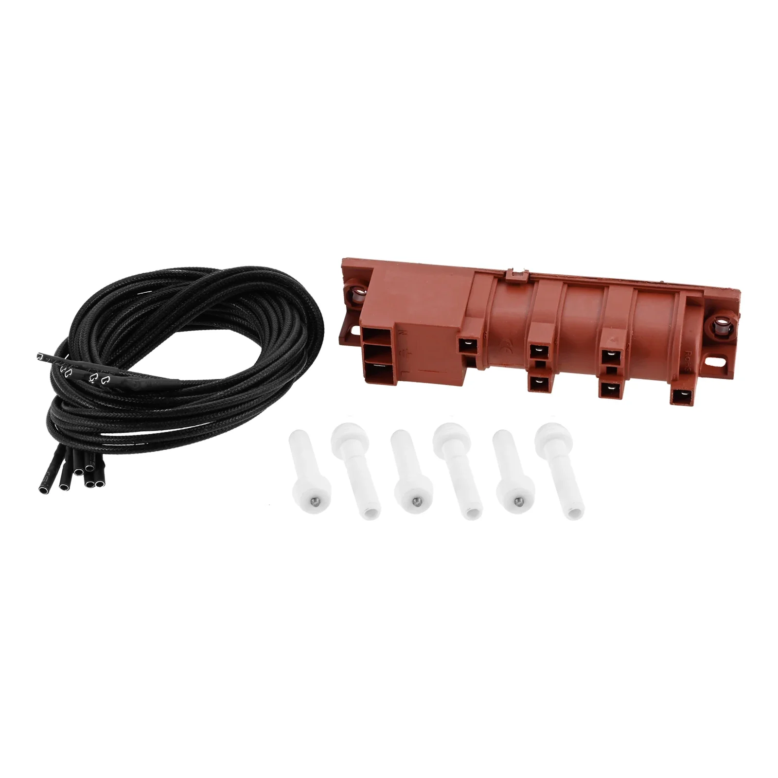 6 Exits Electronic Pulse Ignitor Kit 110/120V/240V 6 Spark Ceramic Electrodes Wires Cable 36