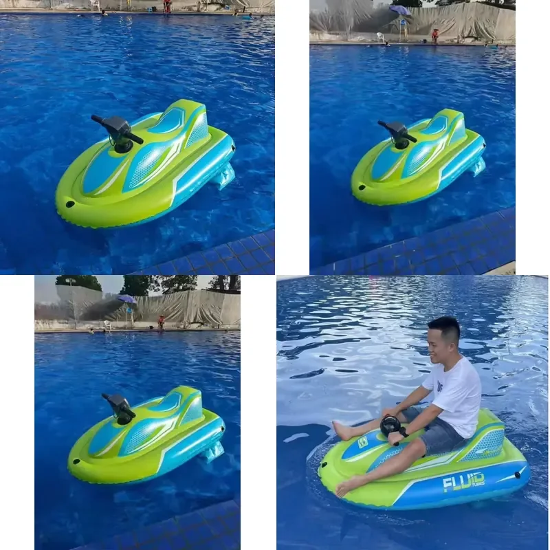 Children Inflatable Motorboat Water Toys Surfing Game Equipment Ride On Jet Ski Scooter for Kids Outdoor Pool Beach Fun