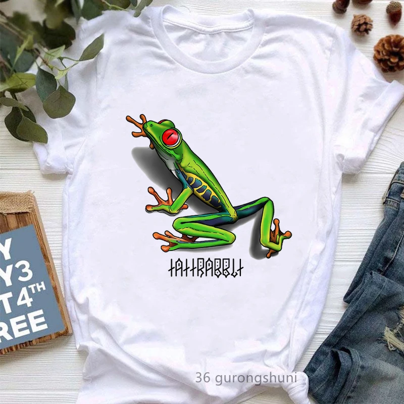 

Funny Tshirt Women Brazilian Frog Plays Guitar Print T Shirt Femme Harajuku Kawaii Clothes Summer Short Sleeve T-Shirt Female