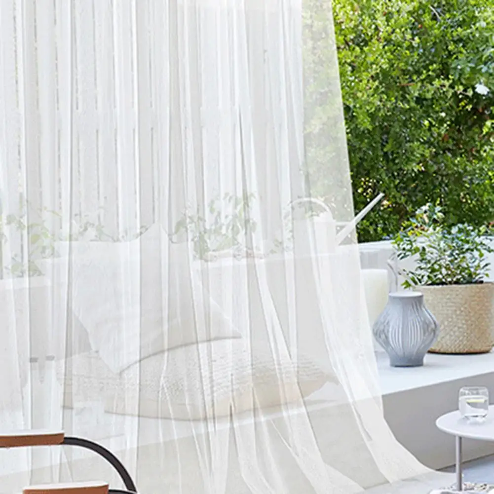 Lightweight Mesh Curtain Extra Wide Outdoor Sheer Curtains Breathable Waterproof Voile Mesh Screens Lightweight for Patio