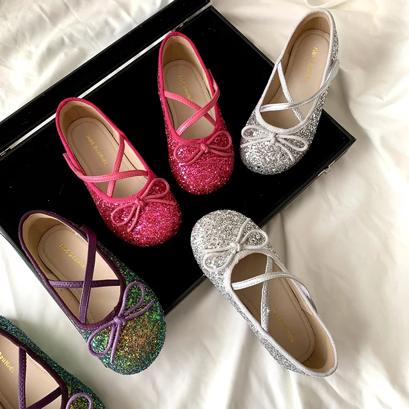 Girls' Shoes 2026 New Spring Children's Bow Crystal Shiny Princess Shoes Soft Bottom Comfortable Baby Shoes view 3
