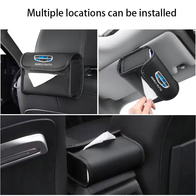 Car Leather Tissue Bag Car Backseat Tissue Case Storage For Geely Coolray 2019-2020  Boyue NL3 Emgrand X7 EX7 SUV GT GC9 Car