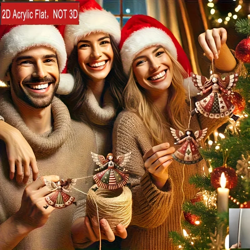 4 قطع من زينة عيد الميلاد الخشبية المصنوعة يدويًا - ديكور احتفالي متعدد الألوان للشجرة والمنزل والمكتب #6