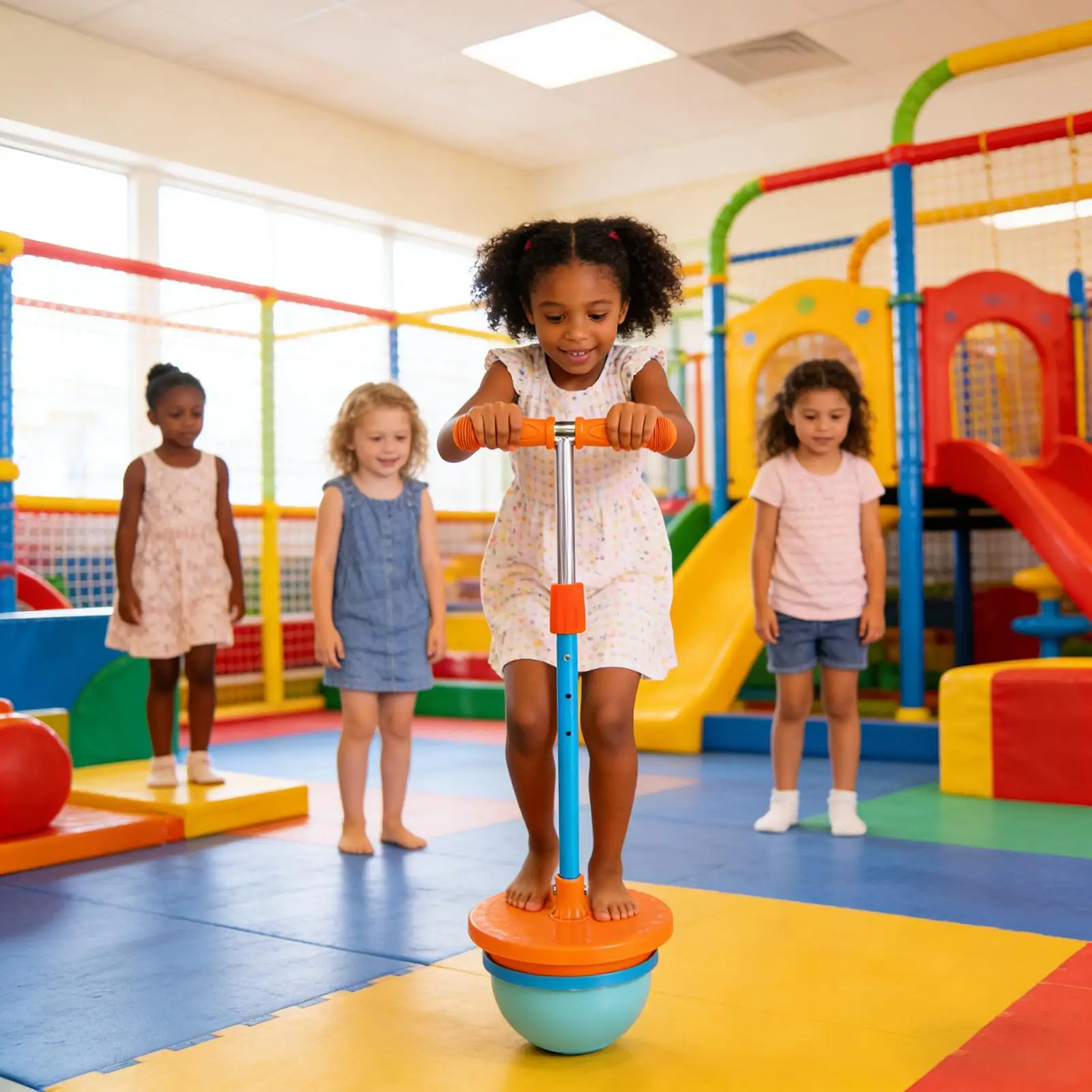 Bastone di equilibrio con ponticello per palla rimbalzo con manico Palla di rimbalzo per equilibrio telescopico per compleanno di Natale per ragazzi e ragazze per interni ed esterni