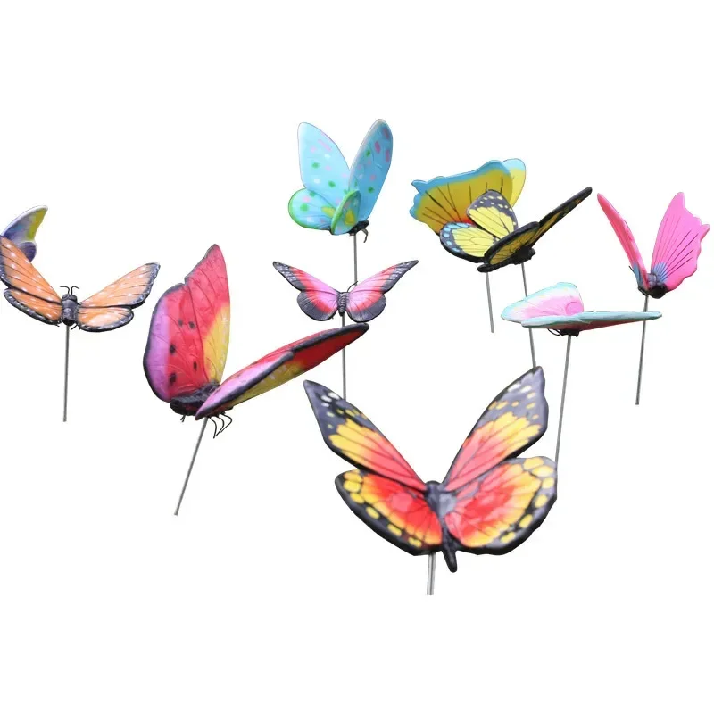 Simulation butterfly ornament fiberglass insect sculpture outdoor public garden landscape garden lawn decoration
