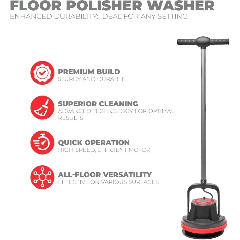 10 นิ้ว Heavy Duty Floor Polisher Commercial Cleaner ทําความสะอาดพรม Orbital เครื่องขัด 39ft สายไฟหลายพื้นผิว