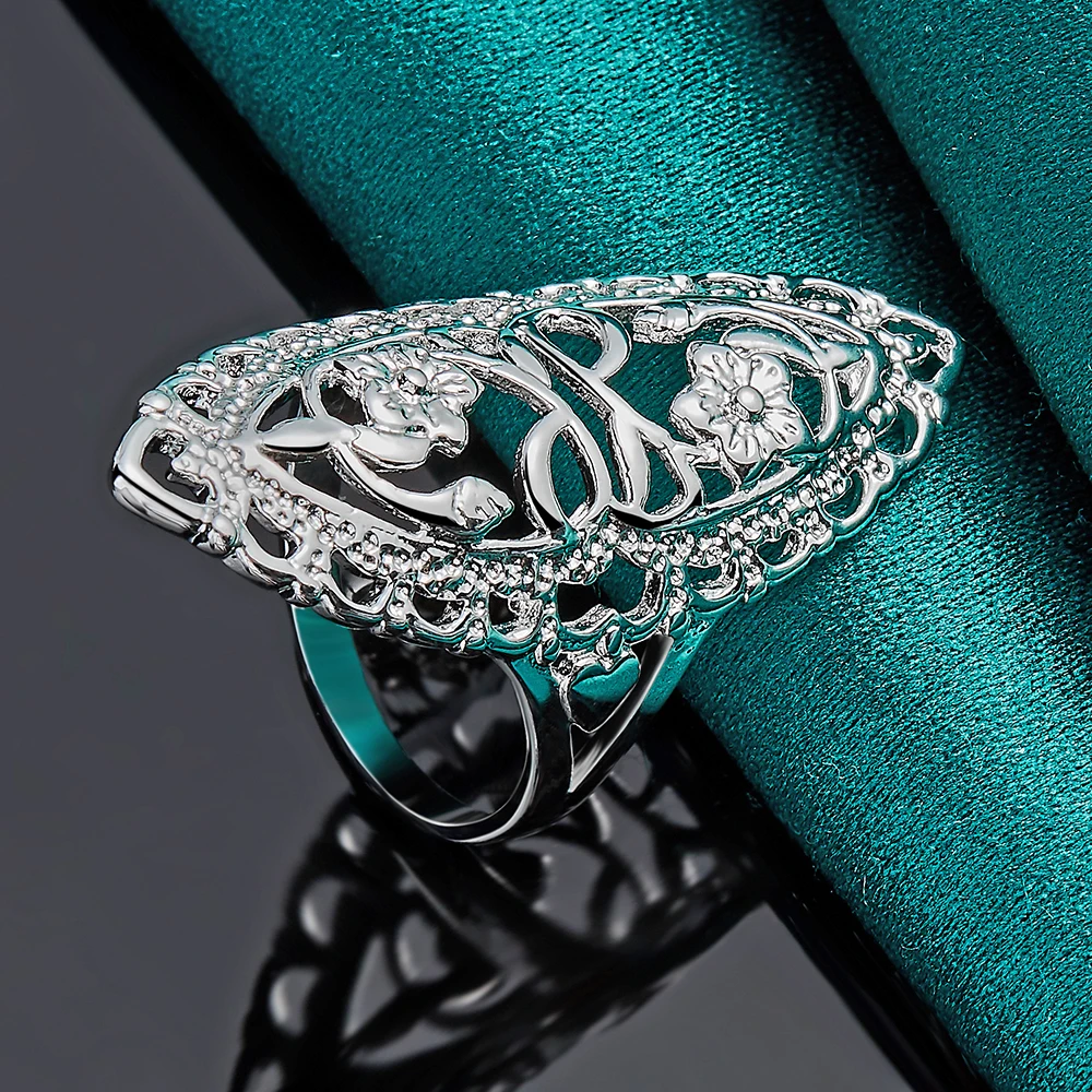 

Нежное ажурное кольцо из стерлингового серебра 925 пробы 6-10 для женщин, свадьбы, помолвки, вечеринки — стильные и очаровательные украшения