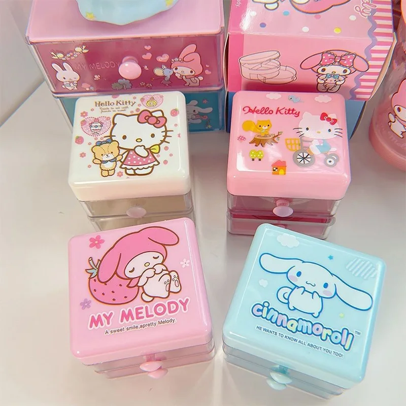 Kawaii Hello Kitty Drawer Storage Box Sanrio Anime Cinnamoroll My Melody Desk Organizer Multifunctional Container Gifts for Kids