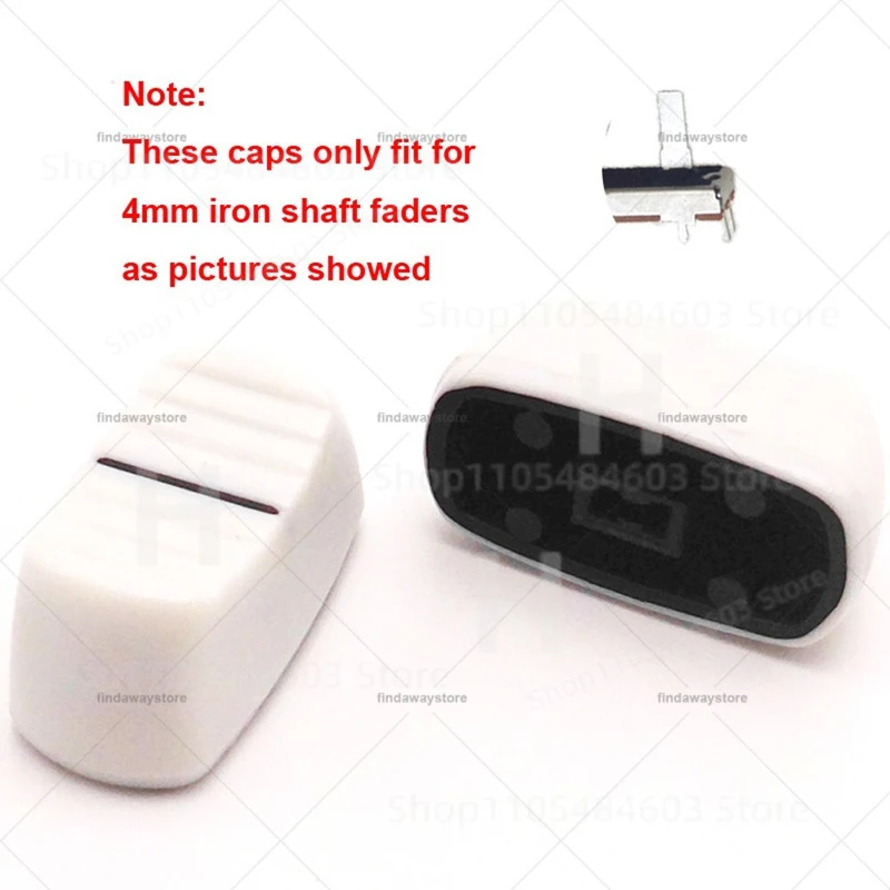 10pcs Fader Knob Cap 23.2mmLx12mmW For Behringer Mixer hole 4mm(White)