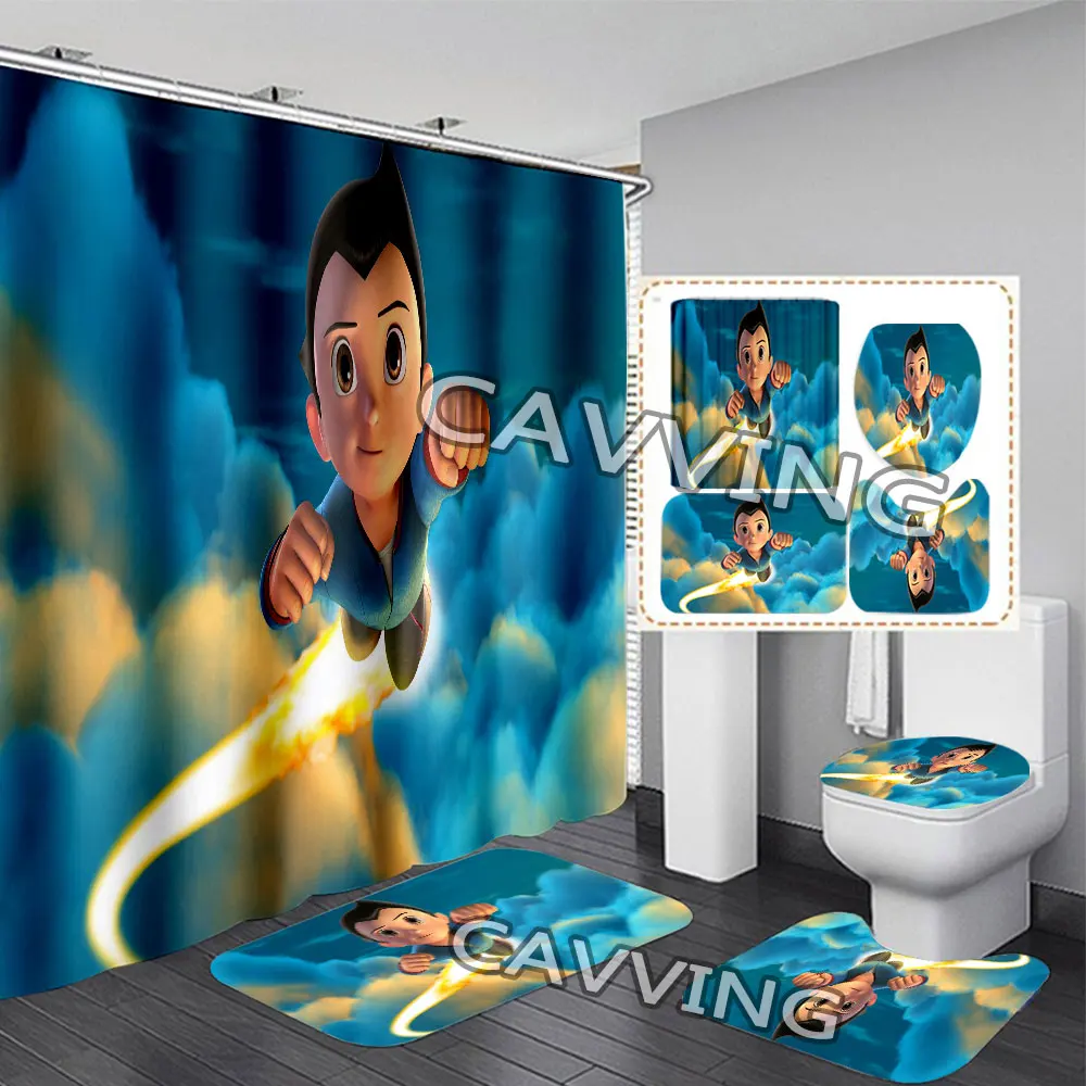 Astro Boy  3D Shower Curtains Waterproof Bathroom Curtain Anti-slip Bath Mat Set Toilet Rugs Carpet  Home Decor   H01