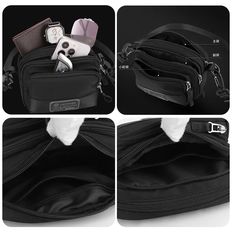 Men's Messenger Purse Lightweight Simple Shoulder Bag Small Casual Waist Pack Multi Pocket Casual Portable Bag