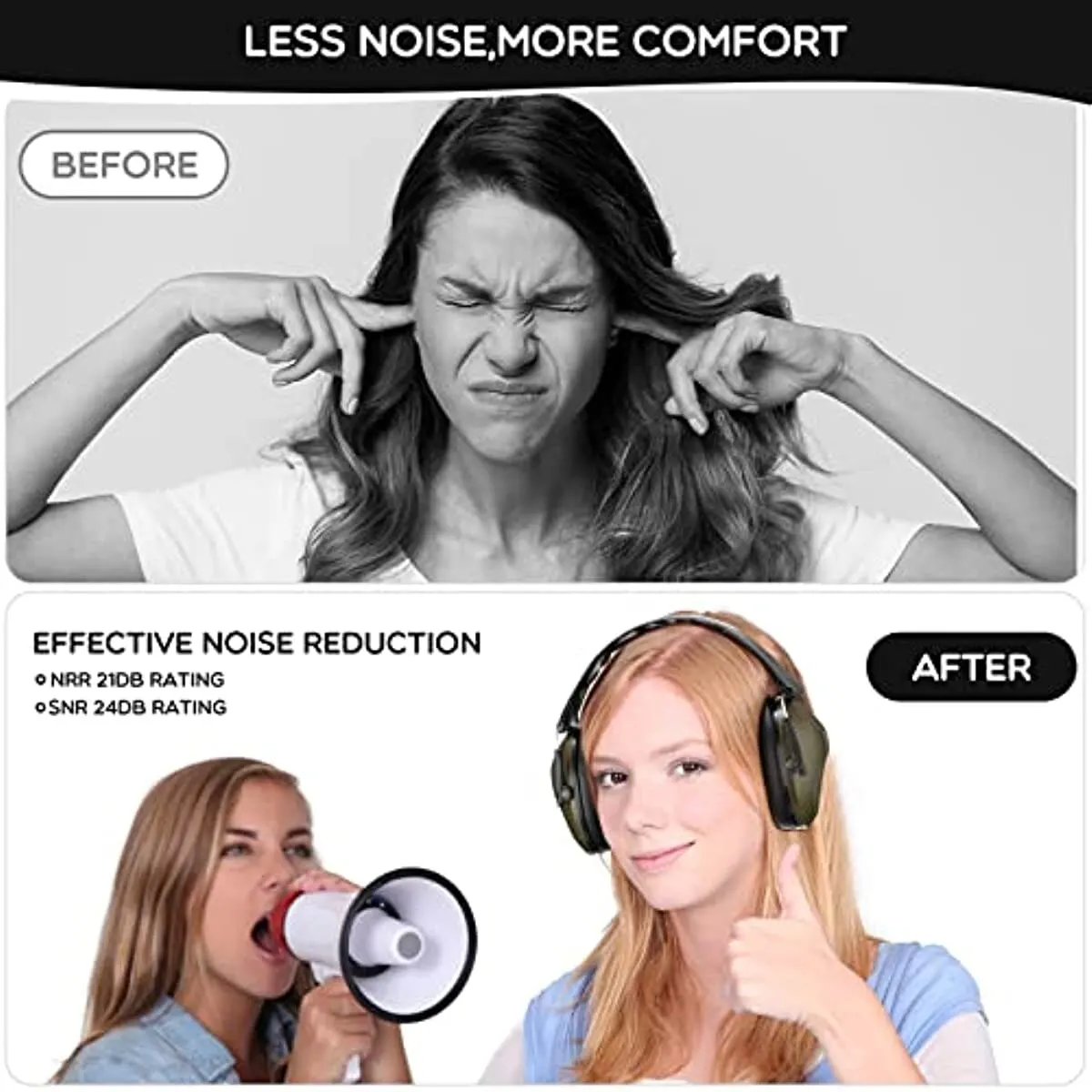 Shooting Ear Protection Earmuffs with NRR 21dB Noise Cancelling Safety Ear Muffs Hearing Protection for Shooting Range Foldable