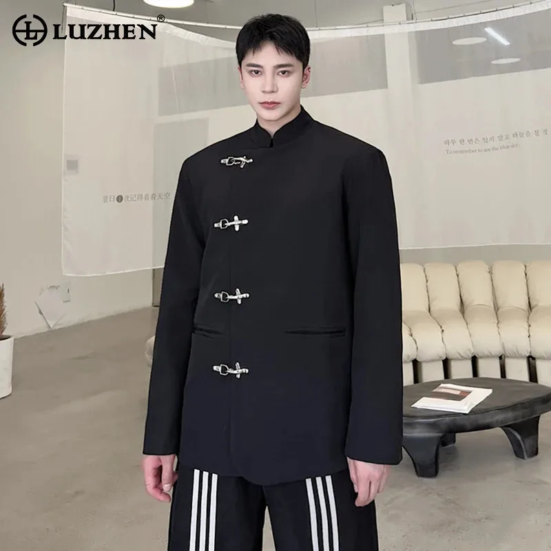 

LUZHEN Metal Buckle Slim Jackets Personalized Fashion Chinese Tunic Suit Autumn Men's Plain Casual Blazer Niche Design LZ5052