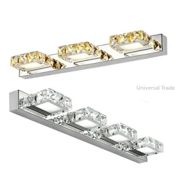 Crystal Mirror Lamp 16/32/46/62cm Long Champagne/White LED Wall Light IC Driver 110/220v Bathroom Lamps Wall Lamp