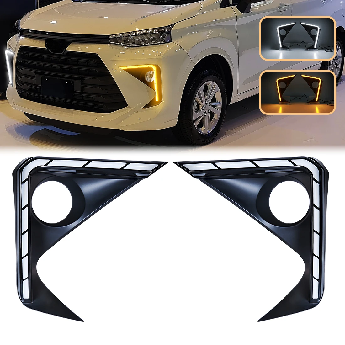 

For Toyota Avanza 2021 LED Daytime Running Light DRL Amber Dynamic Flowing Turn Signal Lamp Driving Light Enhanced Visibility