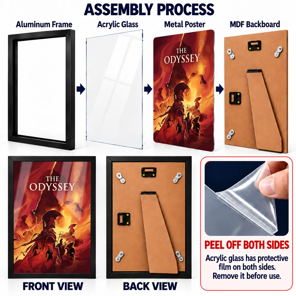 The Odyssey Spartan Warrior Metal Poster With Aluminum Alloy Frame Personalized Historical Illustration Wall Art For Library