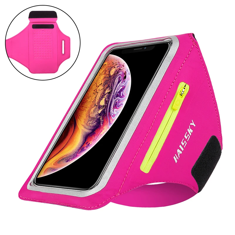 HAISSKY Laufsport-Armbinden für iPhone 17 16 15 14 13 Pro Max 15 Plus 16e 17 Air Samsung S25Ultra Reißverschlusstasche Armtasche Tasche