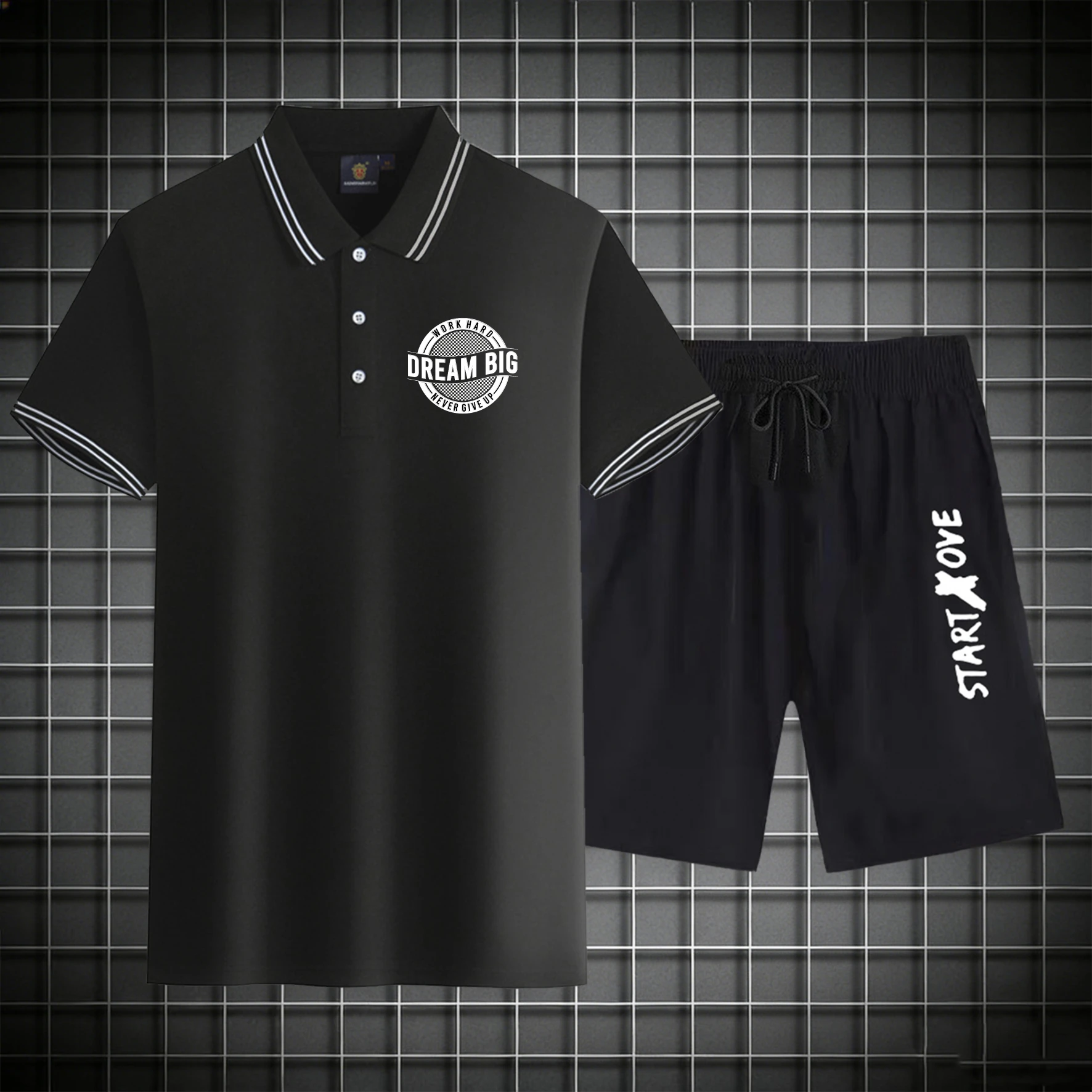 

men's Polos sets 2026 Summer Graphic clothing set Suit for man Printed Polyester Tracksuit men Short sleeve men's chandals