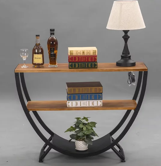 

Hot Sales C-Shaped End Table Industrial 3-Tier Small Side Table For Couch Side Table With Storage Shelves For Living Room Small