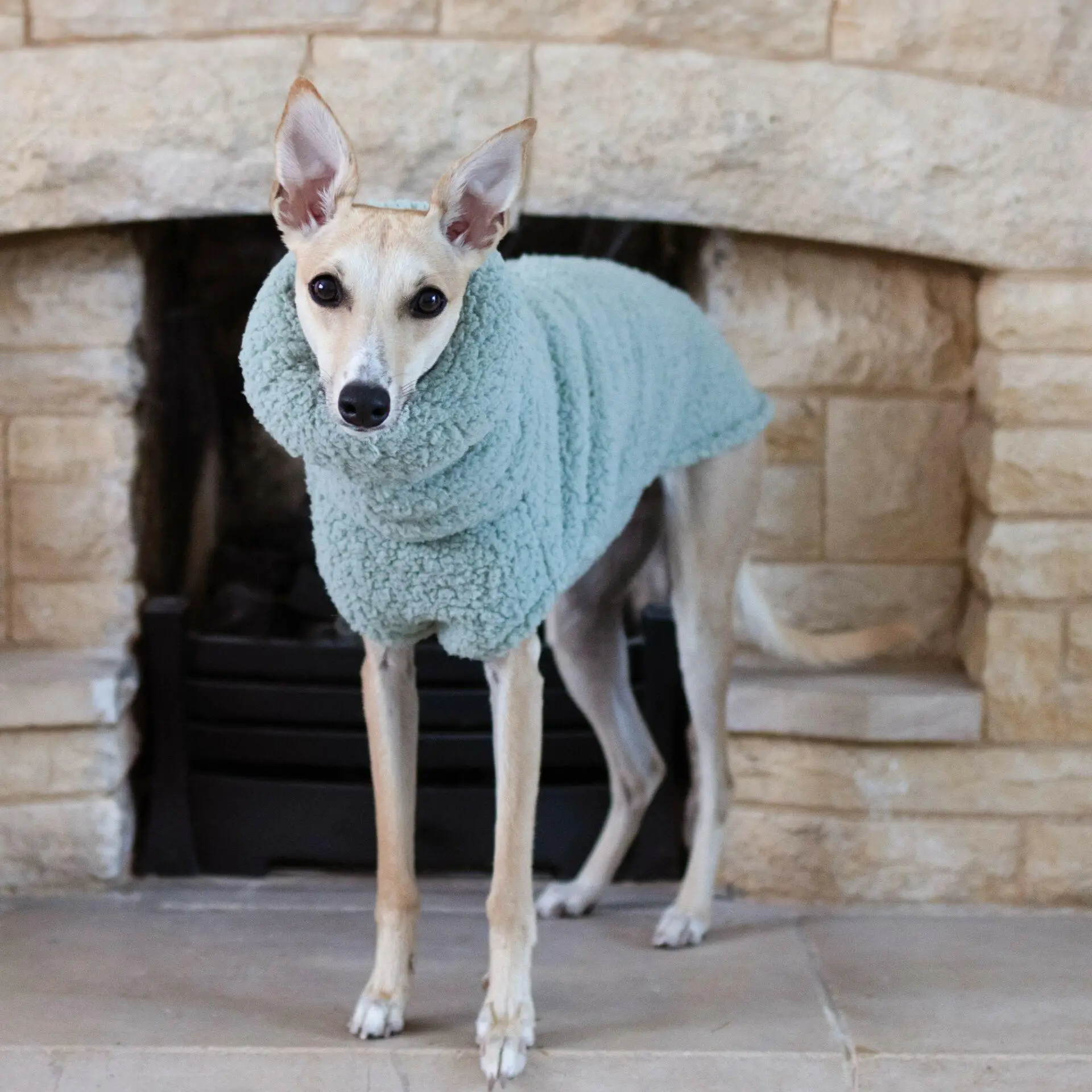 

Winter Fleece Sweater for Little Greyhound High-Neck Short Warm Sleeves Sweatshirt For Whipbit Dogs Poodle Yorkshire Clothes