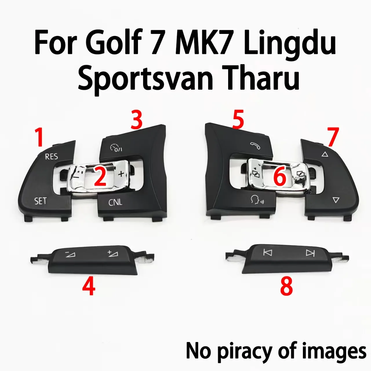 

Подходит для Volkswagen Golf 7 MK7 7.5, накладка на кнопку управления круиз-контролем и многофункциональными кнопками на руле, кнопка регулировки громкости 5G0959442J 5G0 959