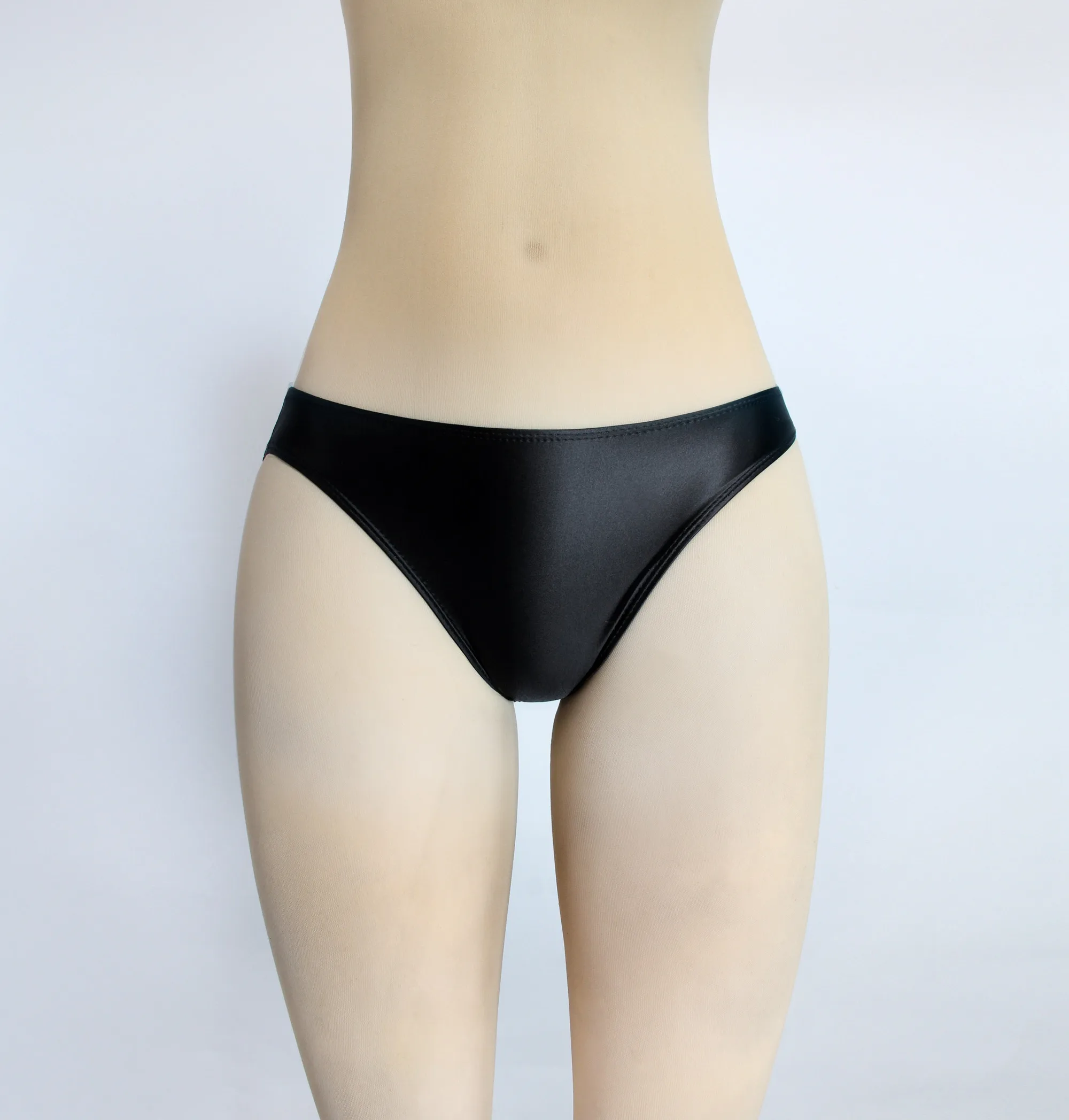 XCKNY satin glossy thongs Oily solid lustrous thongs silk bikini low-waisted sexy tights can be worn outside glossy underwear