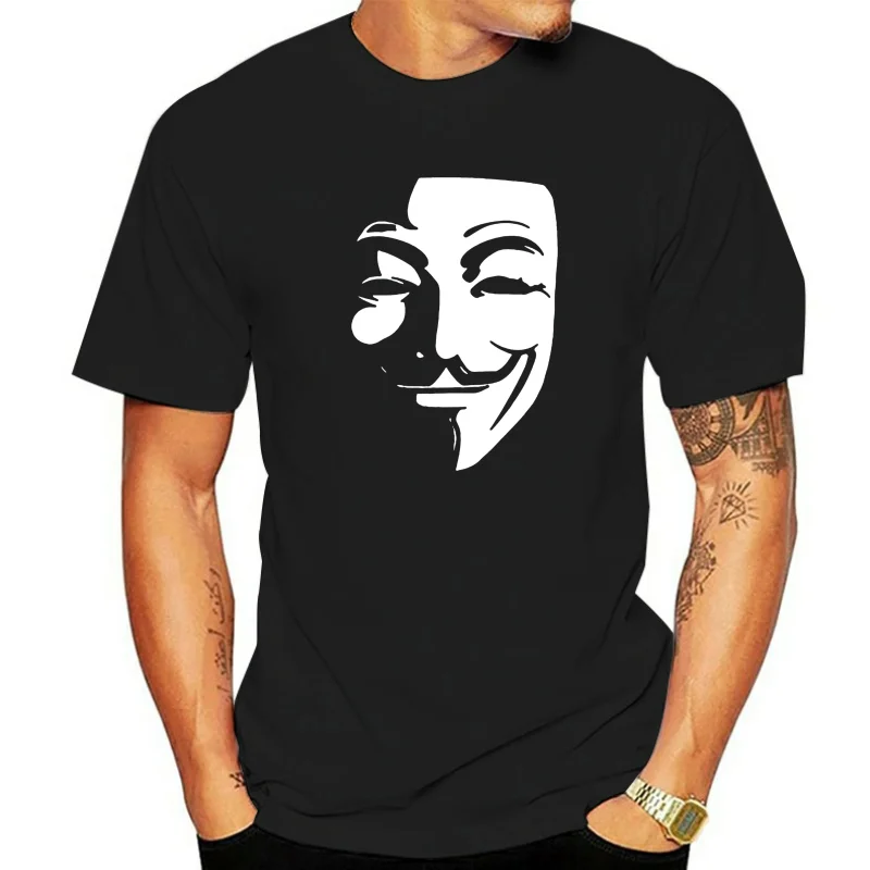 Summer V for Vendetta Anonymous Guy Fawkes Mask Men T Shirts O Neck Short Sleeve Vintage Tops Male Tees Tshirts   Holi Ok