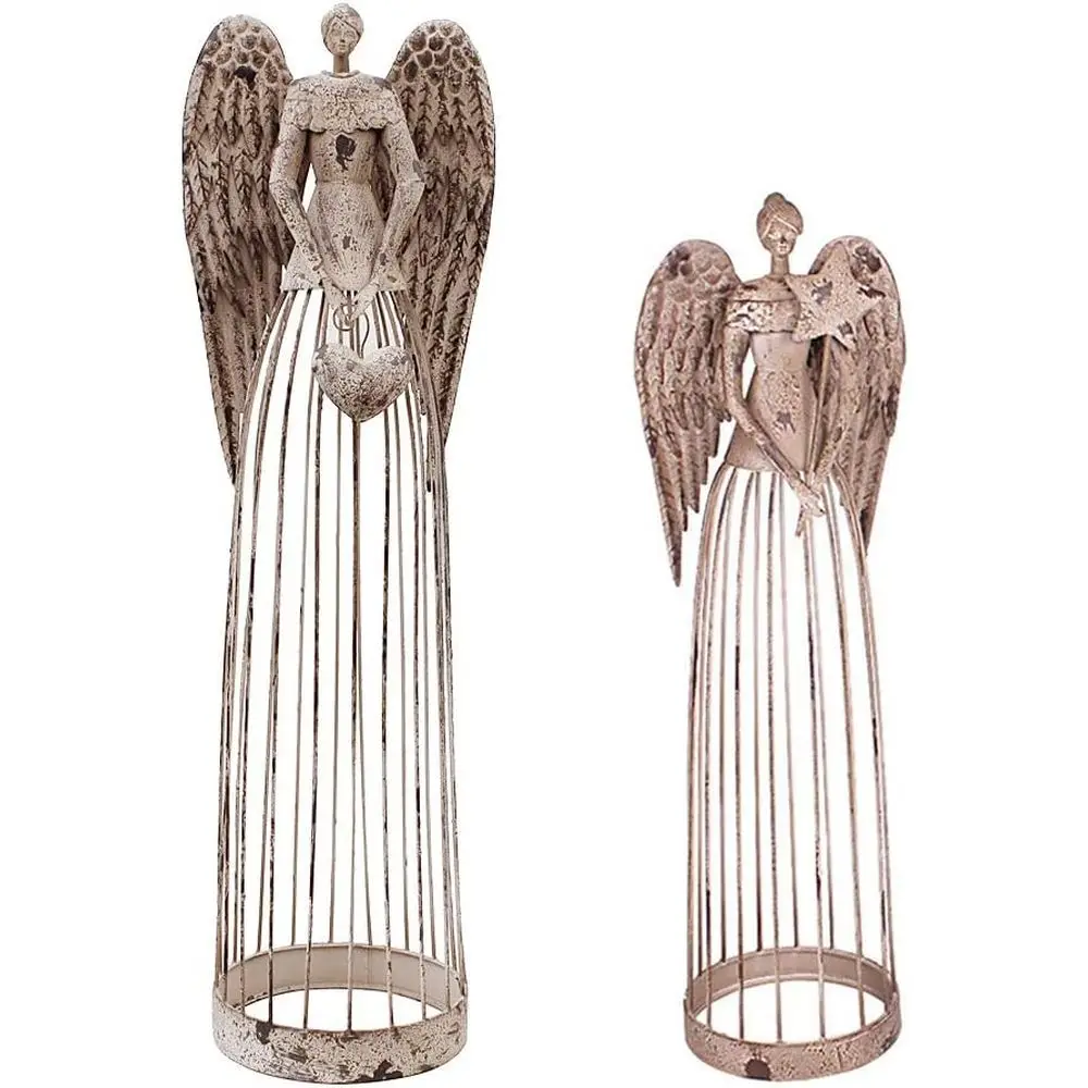 

Metal Garden Angel Statue Set of 2, Indoor Outdoor Angel Yard Art Decor Lawn Patio Decorations Holiday Decor Garden Gift Idea fo
