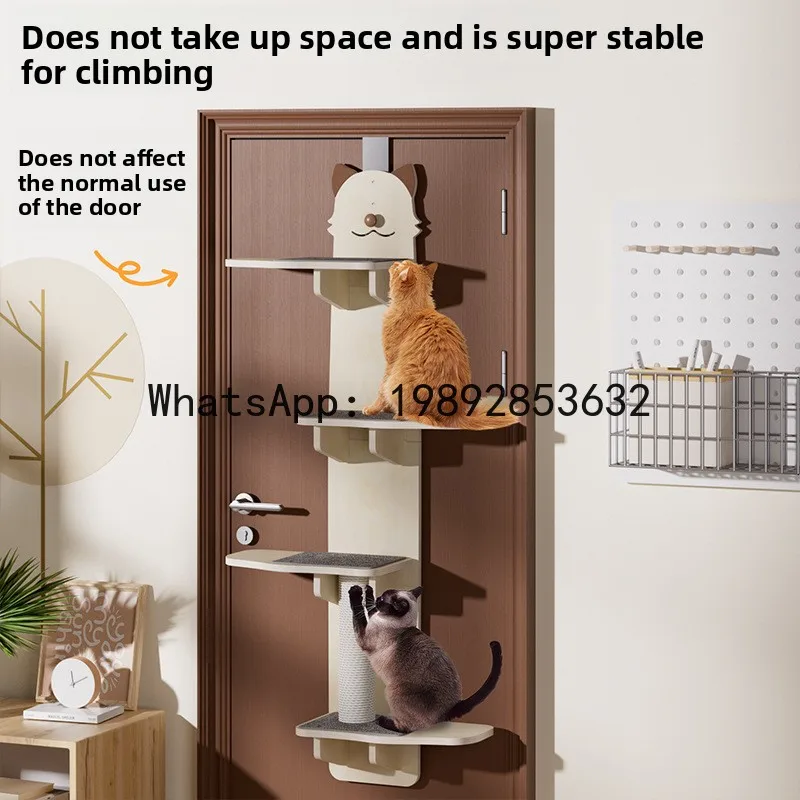 YFY Solid Wood Hanging Door  Post Space-Saving Multi-Grid  Jumping Platform  Toy Pet  Scratching Board