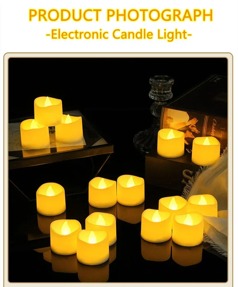 1-24Pcs Mini Flameless LED Tealight Candles 2Styles Simulated Flickering Electric Candle Wedding Christmas Halloween Party Decor