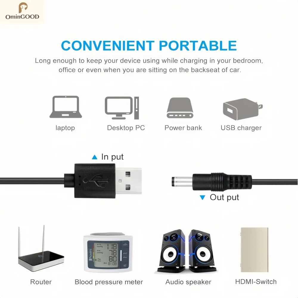 Portable USB to DC 5V Converter Power Cord Emergency Charging Adapter Wire for WiFi Router Modem Bluetooth Speaker CCTV Camera view 5