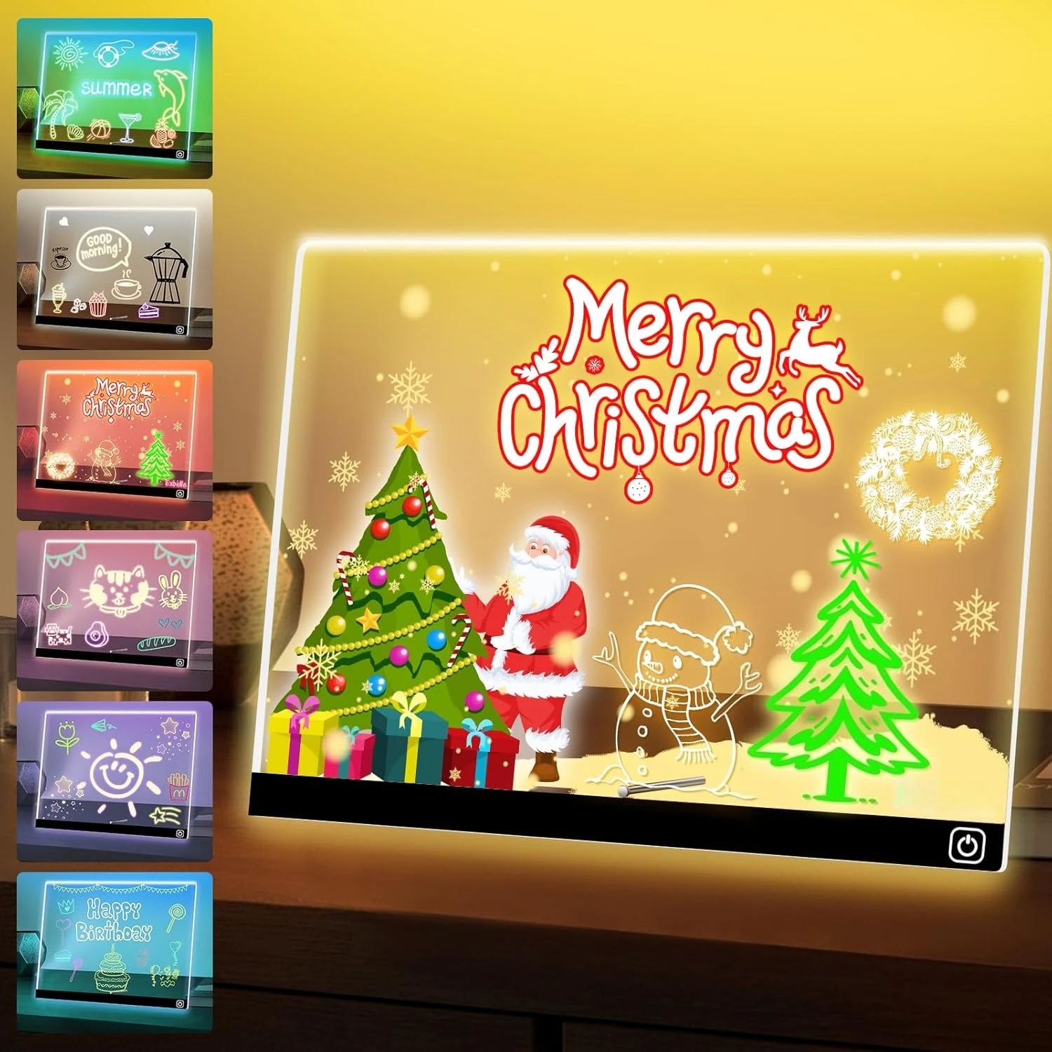 7 Colors LED Acrylic Message Board Light Erasable Drawing Board For Kids Birthday Gifts With 7 Color Pens DIY LED Note Board
