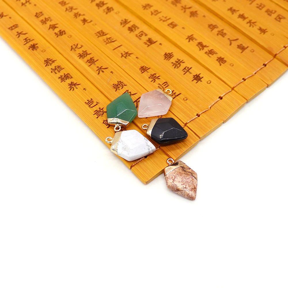 

1PC Polygons Natural White Turquoise Black Agate Charm Single Hole Pendants for Jewelry Making DIY Bracelet Necklace Handmade