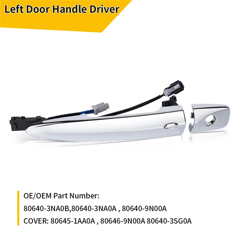 

1Pair Front Door Exterior Handle Chrome W/ Smart Entry For Nissan Leaf Maxima Sentra 2009-2018 80645-1AA0A 80640-1AA0B