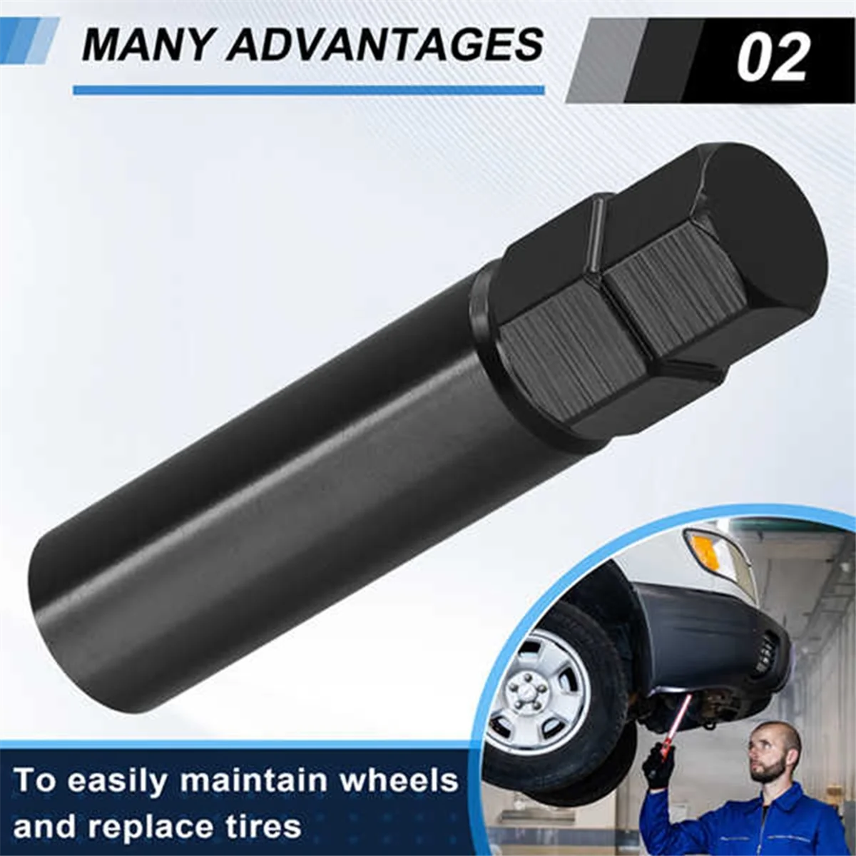 

A002 10 Spline Lug Nut Key Replacement for TA20-17/19,10 Point Spline Lug Nut Key, Passenger 21MM and 22MM Hex Drive