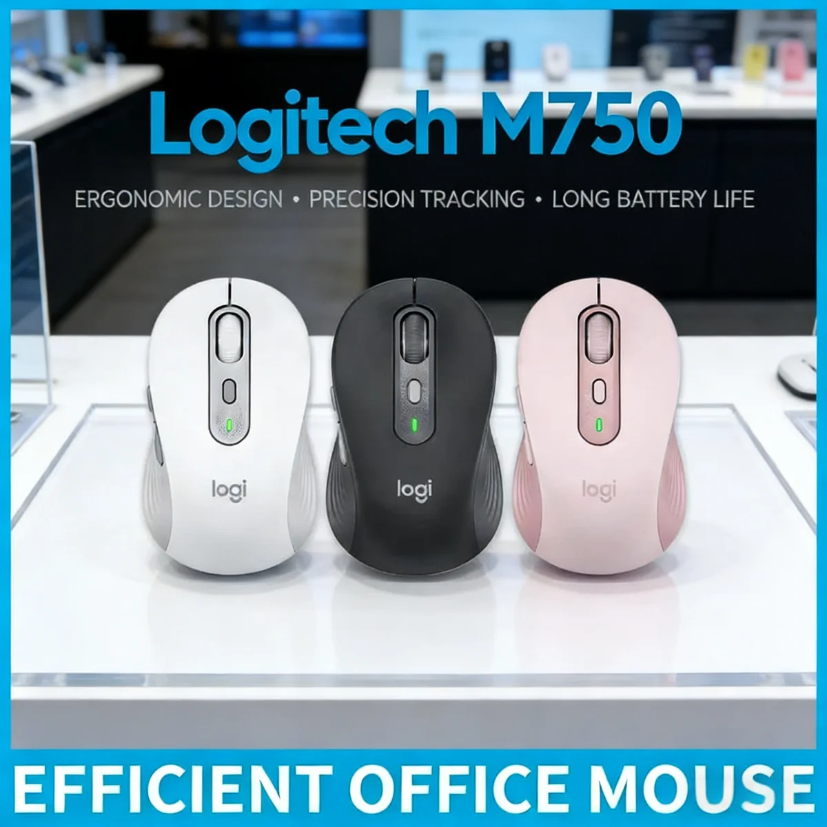 

Logitech M750 Business Wireless Mouse | Lightweight Silent Design for Travel, Dual-Mode Versatility for Office & Gaming Use