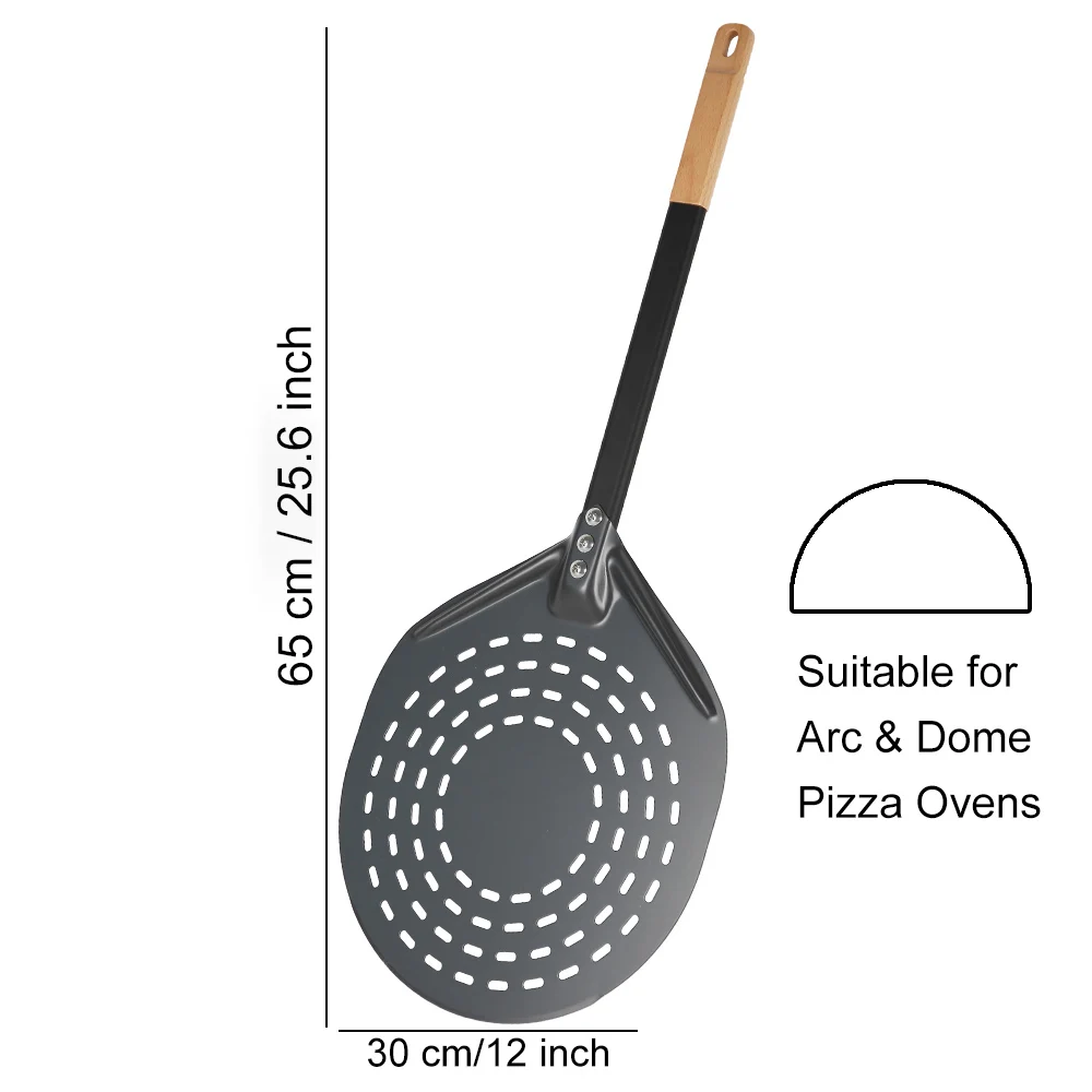 Onilini 12 inch Arc Pizza Peel Wood Aluminum Alloy Handle Pizza Shovel Arc Pizza Paddle for Dome & Arc Pizza Ovens Accessories