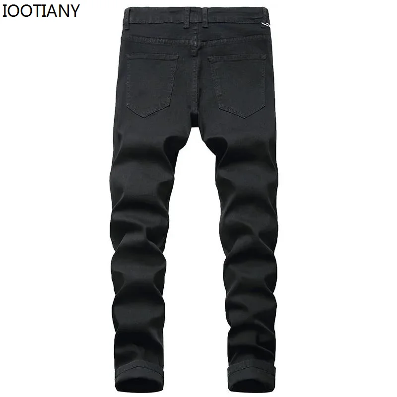New Men's Ripped Skinny Jeans Casual Slim Fit Blue Black Stretch Pants Men's Trousers Fashionable Men's Hip-hop Trousers