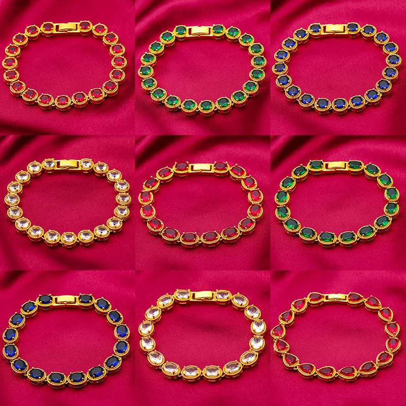 

AU999 24K Gold Women's Colorful Waterdrop Bracelet - Polished Waterdrop + Matte Beads Contrast, Micro-Diamond Tip