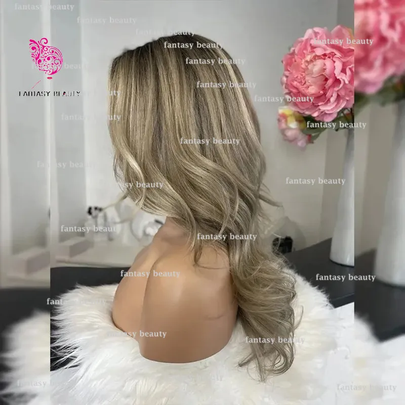 

Body wavy Women's Transparent Lace forehead Wig Women's breathable lace wig Light Brown Blonde HD Wig Women's Long hair wig