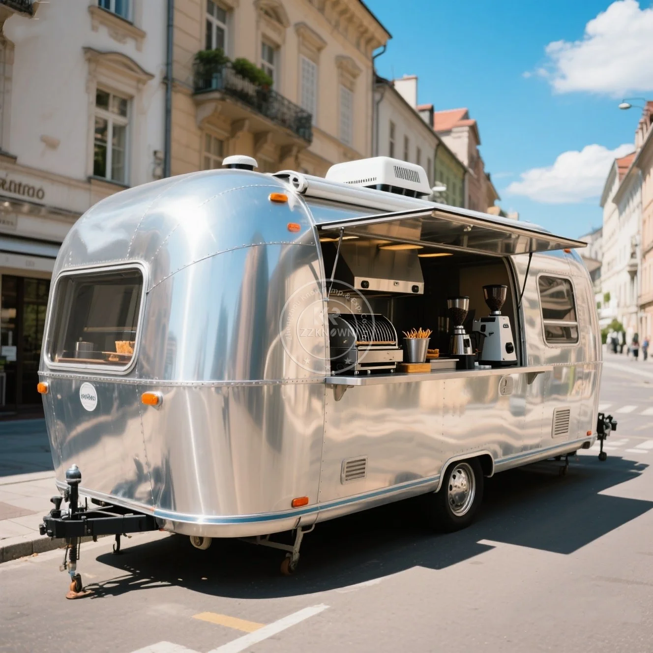 

Stainless Steel Custom Size Outdoor Grill Ice Cream Cart Fast Food Trailer Mobile Taco Restaurant BBQ Food Truck