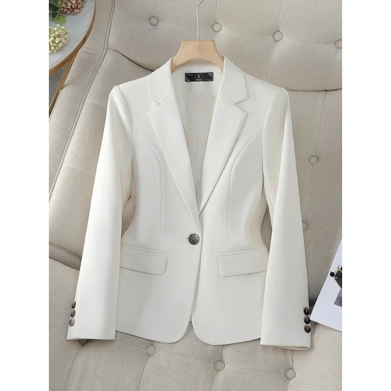 New Arrival Women Formal Blazer Ladies Beige Brown Black Solid Female Long Sleeve Business Work Wear Jacket For Autumn Winter