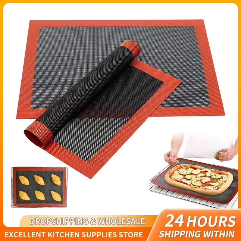 Silicone Grill Mat 30X40cm Baking Tray Breathable BBQ Cookie Bread Mat Oven Microwave High Temperature Baking Kitchen Tools