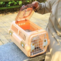 Outdoor Portable Cat Carrier Box Large Capacity Pet Aviation Box Cats Transport Cage Breathable Solid for Dog Cat