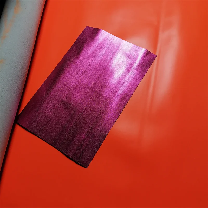 0.9/1.5 MM Orange/Rose Purple Top-Grain Cowhide. Genuine Leather Material. Handmade DIY For Bags. Full Sheet Cutting.
